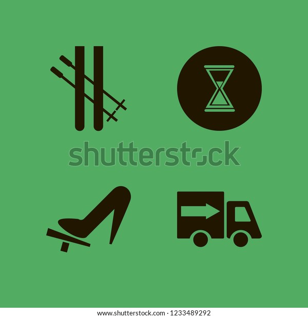 speed icon. speed vector\
icons set fast delivery truck, skiing, hourglass and woman shoe on\
the pedal