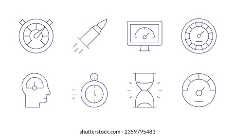 Speed icons. editable stroke. Containing performance, sand clock, productivity, speed, speedometer, bullet, fast time.