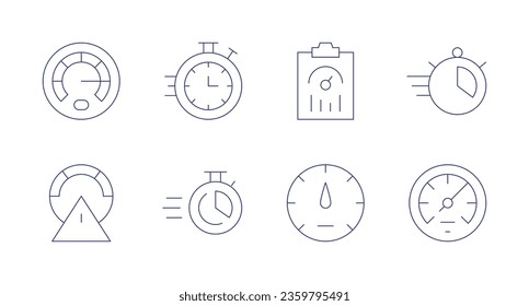 Speed icons. editable stroke. Containing speed, speed limit, speedometer, stopwatch, test, time.