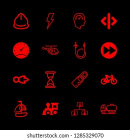 speed icons set with train, speedometer and light metering device vector set