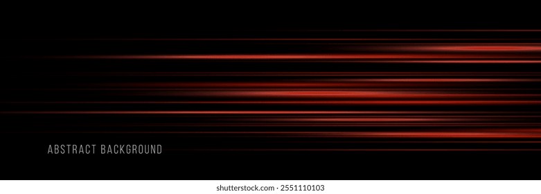 Speed ​​vector illustration, road. Red laser beams isolated on black background.Red lens flash. Horizontal rays glowing in the dark. Abstract light effect line.
