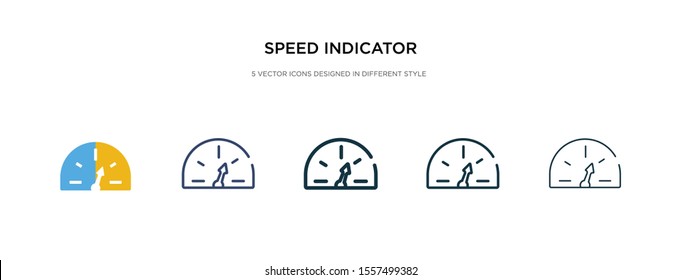 speed indicator icon in different style vector illustration. two colored and black speed indicator vector icons designed in filled, outline, line and stroke style can be used for web, mobile, ui