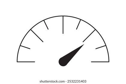 Indicador de velocidad. Velocímetro y salpicadero. Calibrar el puntaje de crédito del medidor. Nivel y límite. Medición y control. Interfaz de App móvil. Ilustración vectorial lineal aislada sobre fondo blanco