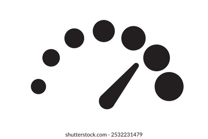 Speed indicator sign. Speedometer and dashboard. Measurement and control. UI and UX design element for mobile app. Pressure rating. Linear vector illustration isolated on white background