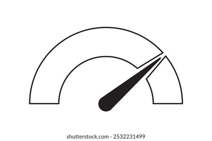 Speed indicator sign. Speedometer and dashboard. Gauge meter business risk score. Financial ranking and rating. Template and layout. Linear vector illustration isolated on white background