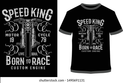 Speed King Motorcycle of the Road vector typographic poster. Vintage motorcycle label, badge, logo, icon or t-shirt
