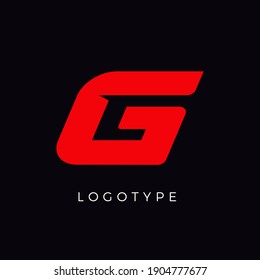 Speed letter G. Red race monogram logo. Italic bold racing style vector latin character. Letter for branding. Typeset design.