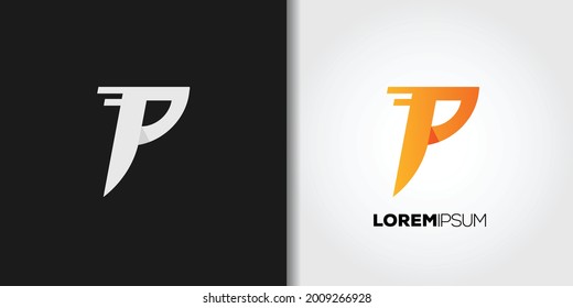 letra de velocidad p logotipo plantilla vectorial