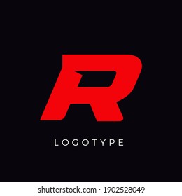 Speed letter R. Red race monogram logo. Italic bold racing style vector latin character. Letter for branding. Typeset design.