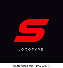 Speed letter S. Red race monogram logo. Italic bold racing style vector latin character. Letter for branding. Typeset design.