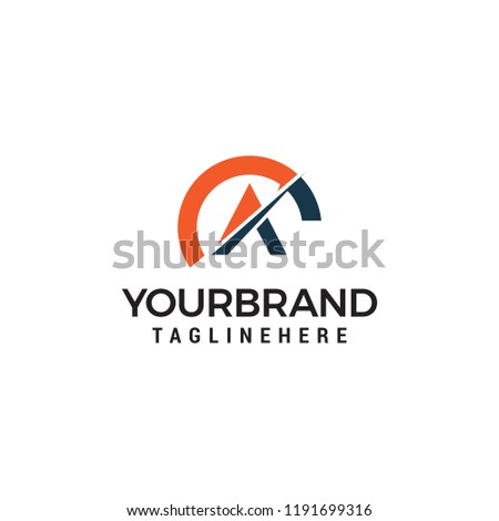Speed letter A with tachometer logo