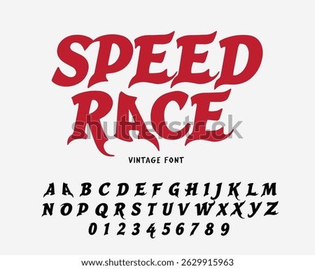 Speed letters set. Red race font. Italic bold racing style vector stylized alphabet. Fonts for event, promo, logo, banner, monogram and poster. Typeset design.