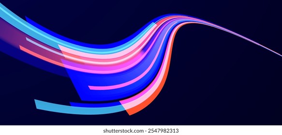 Speed of light concept background. Abstract background rotational border lines. Neon stripes in the form of drill, turns and swirl. 