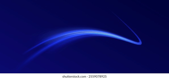 Speed of light concept background. Abstract background rotational border lines, png, effect, wave,neon,line. Neon stripes in the form of drill, turns and swirl. 