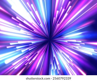 Speed of light concept background. Abstract background rotational border lines, png, effect, wave,neon,line. Neon stripes in the form of drill, turns and swirl. 
