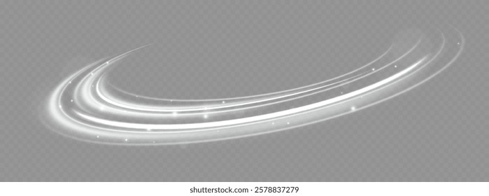 Speed of light concept background. Abstract background rotational border lines, png, effect, wave,neon,line. Neon stripes in the form of drill, turns and swirl. 