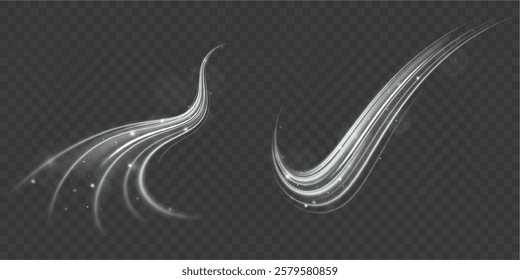 Speed of light concept background. Abstract background rotational border lines, png, effect, wave,neon,line. Neon stripes in the form of drill, turns and swirl. 