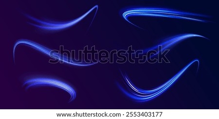 Speed of light concept background. Abstract background rotational border lines, png, effect, wave,neon,line. Neon stripes in the form of drill, turns and swirl. 