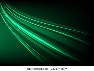 Speed light movement technology hitech modern background. Green abstract background automotive, data network futuristic. Wave line internet . banner, poster, cover template design 