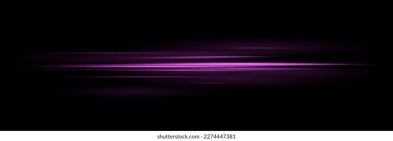 Speed ​​of light and pink lines of motion. On a black background.