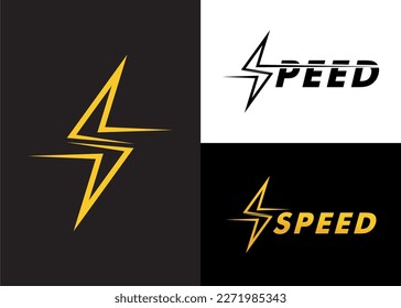 Speed with lightning Logo vector, Thunderbolts logo vector