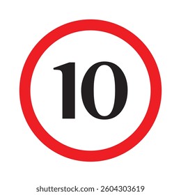 Speed limit 10, 20 km icon . Maximum speed limit 10 km per hour . Speed limit 10 km traffic sign . Vector illustration IN EPS 10.