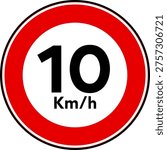 Speed Limit 10 kmh Traffic Sign Vector