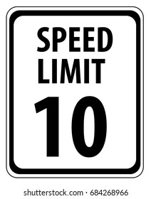 Speed Limit 10 MPH Sign Isolated on White