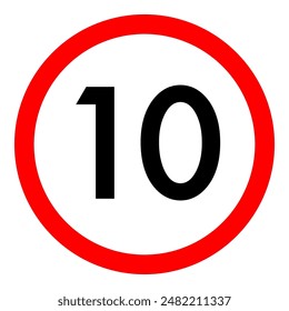 Límite de velocidad 10 icono de tráfico redondo