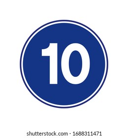 Signo de tráfico de límite de velocidad 10,Ilustración de vectores, Aislado en etiqueta de fondo blanco