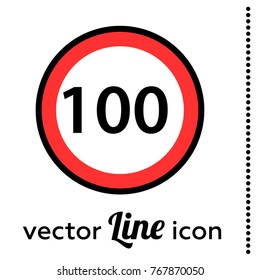 speed limit 100 vector road sign icon