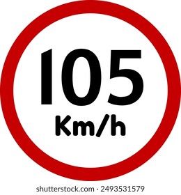 Speed Limit 105 Sign, 105 kmh Speed Limit Traffic Sign