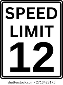 Límite de velocidad 12 mph Señal de tráfico Vector