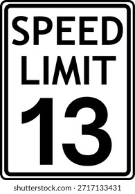 Limite de velocidade - sinal de 13 mph