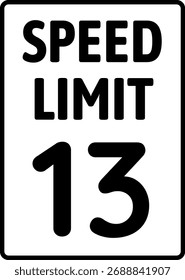 Limite de velocidade - sinal de trânsito de 13 mph