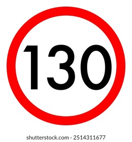 Speed limit 130 round road traffic icon