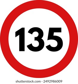 Speed Limit 135 Sign, 135 Speed Limit Sign