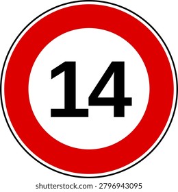 Speed Limit 14 kmh Sign