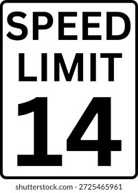 Límite de velocidad 14 mph señal de tráfico