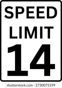 Límite de velocidad 14 mph Señal de tráfico Vector