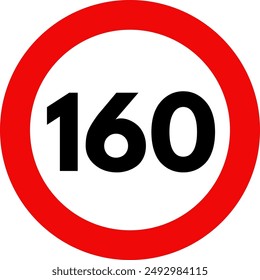 Speed Limit 160 Sign, 160 Speed Limit Sign