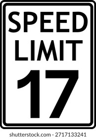 Limite de velocidade - sinal de 17 mph