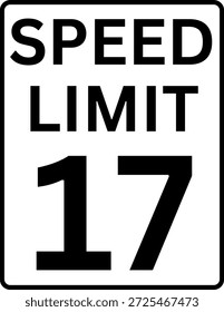 Límite de velocidad 17 mph señal de tráfico