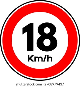 Limite de velocidade 18 km sinal de tráfego, Limite de velocidade 18 sinal vetor