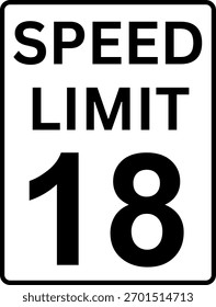 Speed limit 18 mph sign vector, Speed limit 18 traffic sign