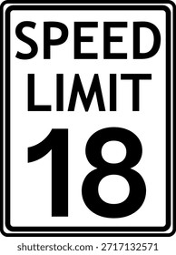 Limite de velocidade - Sinal de 18 mph
