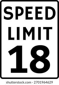 Speed Limit 18 mph Traffic Sign
