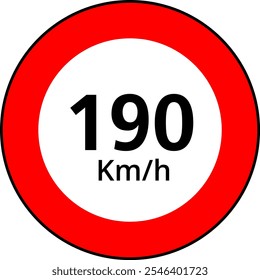 Speed Limit 190 Kmh Sign Vector