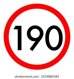 Speed limit 190 round road traffic icon