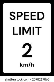 Límite de velocidad 2 kmh señalización de tráfico en fondo blanco